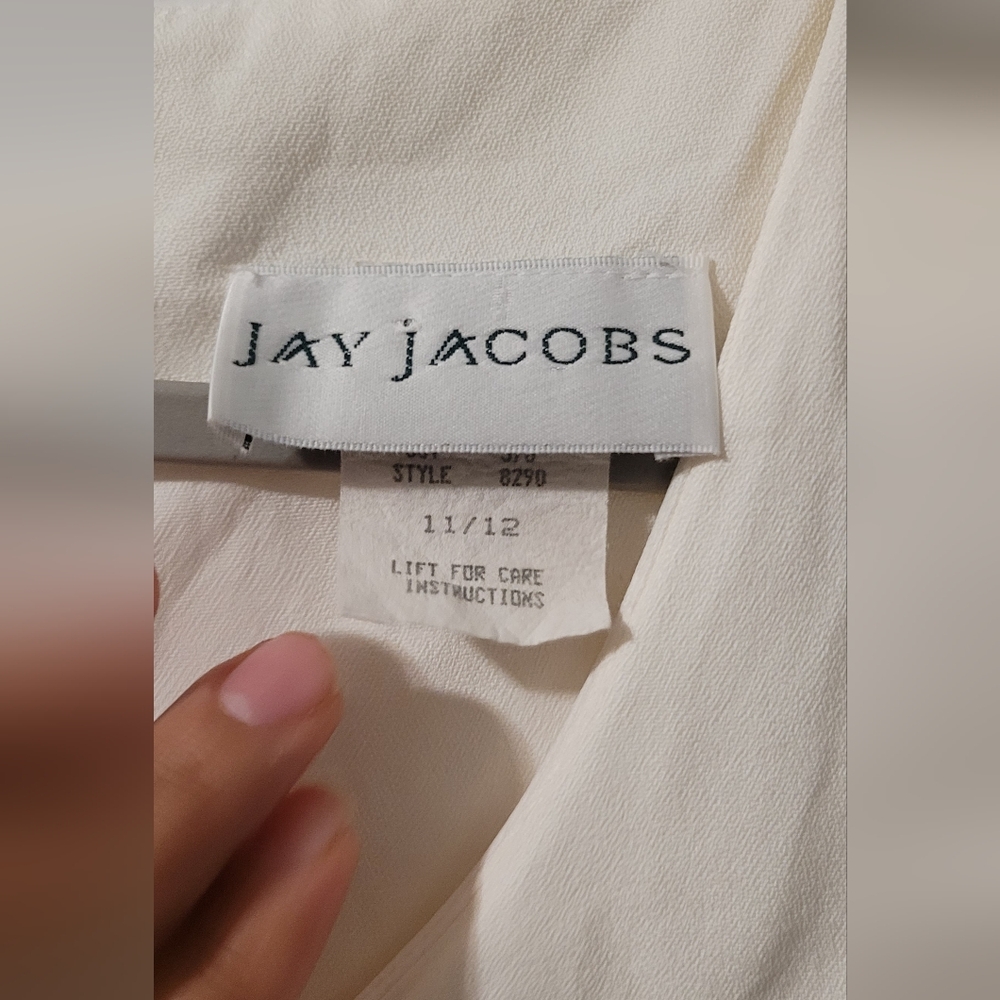 Vintage 90s Jay Jacobs Ivory Corset Back Midi Dress Made USA - Picture 5 of 7